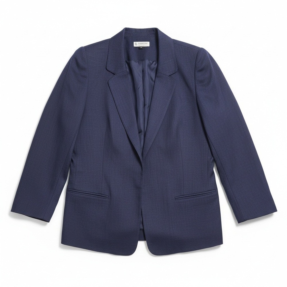 Peabody Navy Blue Linen Blend Blazer Jacket Size 7/8, Romania Made, Professional